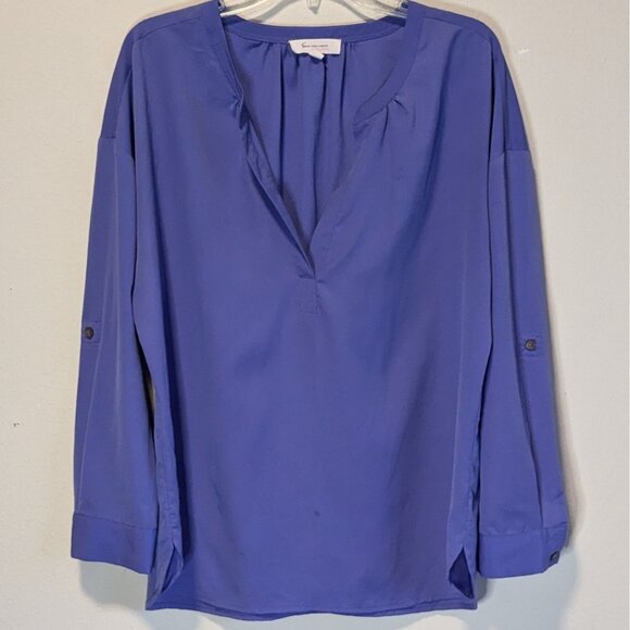 Two by Vince Camuto Ladies' V-Neck Roll Tab Long Sleeve Top (Blue, S) - Picture 1 of 5